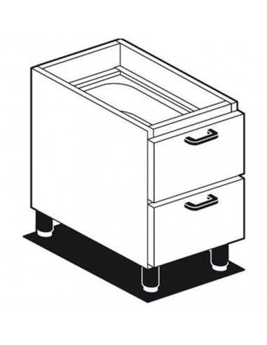 Basic cabinet with drawers - N. 2 drawers with n. 2 plastic boxes GN 1/1 - Dimensions cm 40 x 61.5 x 60 h