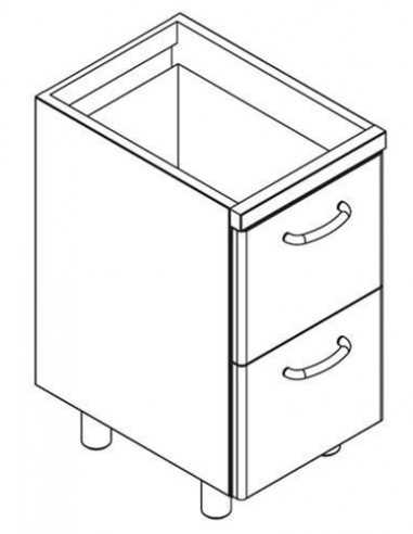 Base móvil - N. 2 cajones cm 31,8 x 52 x 25 H - Dimensiones cm 40 x 56,6 x 79 H