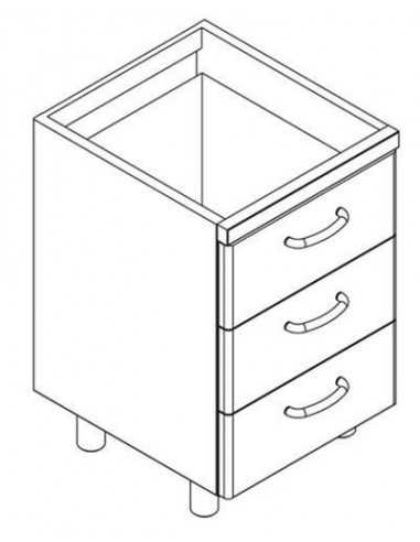 Base móvil - N. 3 cajones cm 31,8 x 52 x 14.3 H - Dimensiones cm 40 x 56,6 x 79 H