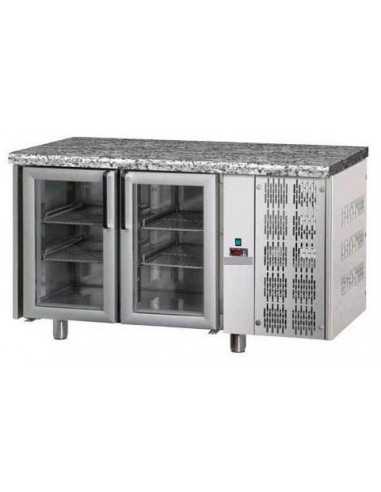 Mesa refrigerada - Top Granito - N.Puertas de vidrio - cm 142 x 70 x 85/92 h