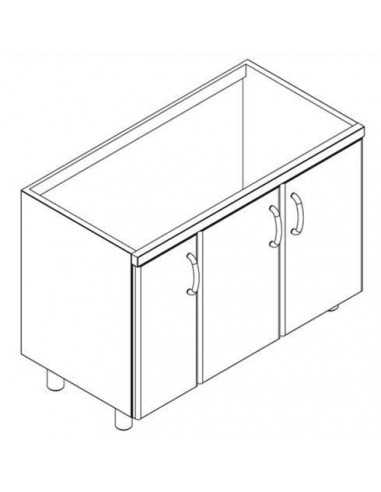 Base with 3 doors and intermediate shelf - Dimensions cm 120 x 56,6 x 79H