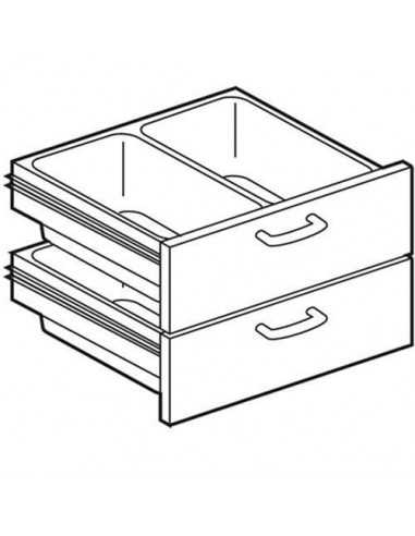 Dibujo 800 para superficies neutras - 2 cajones y 4 cuencas plásticas GN 1/1 H15 - cm 79,5 x 59 x 47,5H