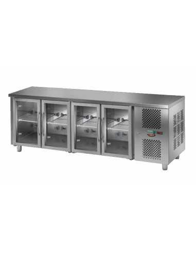 Tabla refrigerada - N.4 Puertas de vidrio - cm 232 x 70 x 85/92 h