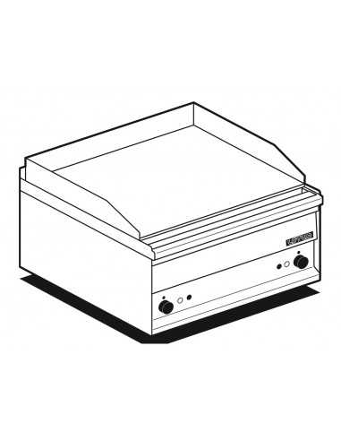 Plancha eléctrica - Placa cromada lisa - 60 x 50 x 29 cm - h