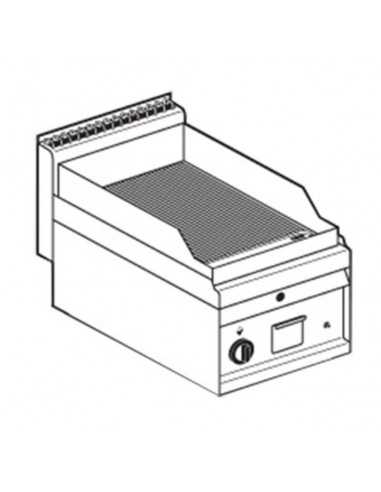 Plancha de gas - Placa cromada acanalada - 40 x 65 x 29 cm h