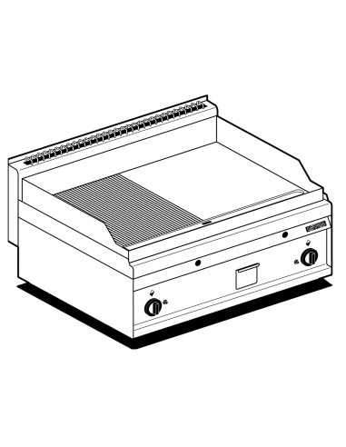 Gas superior frito - 1/2 Smooth plate 1/2 Placa rayada - Cm 80 x 65 x 29 h