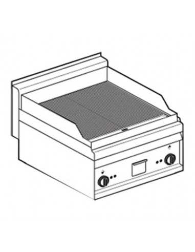 Plancha eléctrica - Placa cromada acanalada - 60 x 65 x 29 cm h