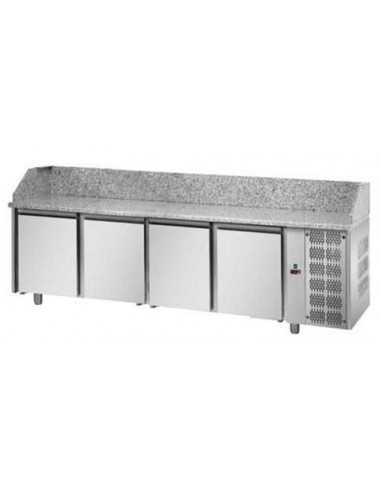 Banco pizza con 4 porte - cm 271 x 80 x 103/110 h