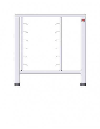 Mesa fija en AISI 430 con soportes universales - Capacidad : 6 hojas 1/1 GN o 6 parrillas cm 60 x 40