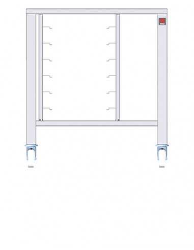 Fixed table in AISI 430 with universal wheels and supports