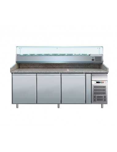 Banco pizza con 3 porte - Vetrina - cm 202 x 80 x 100 h