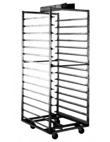 Carro de acero inoxidable 18 estantes para hornos Rotorbake E16/T cm 60 x 80 con doble plataforma de rack