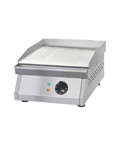 Electric fry top with ribbed top cm 39.5 x 40 - Steel top