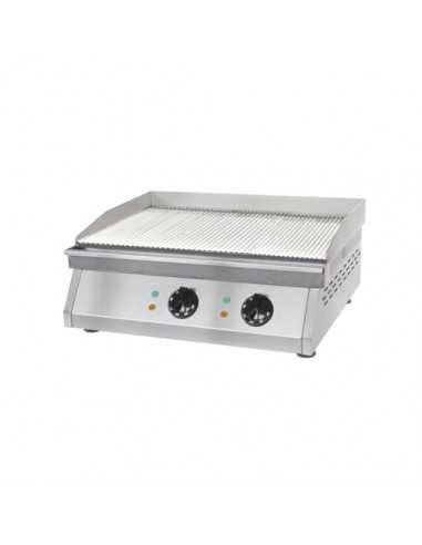 Electric fry top with ribbed steel top cm 59.5 x 40