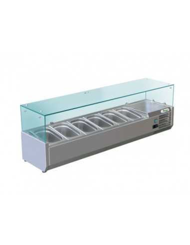 Ingredient display case with flat glass 6 x GN 1/4