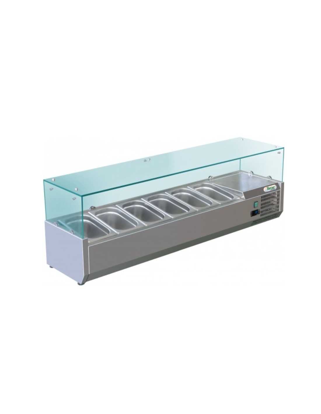 Ingredient display case with flat glass 6 x GN 1/4