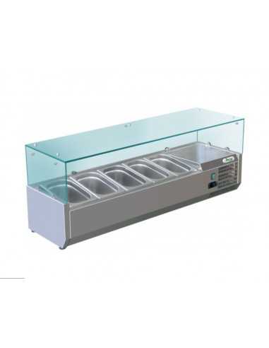 Ingredient display case with flat glass 5 x GN 1/4