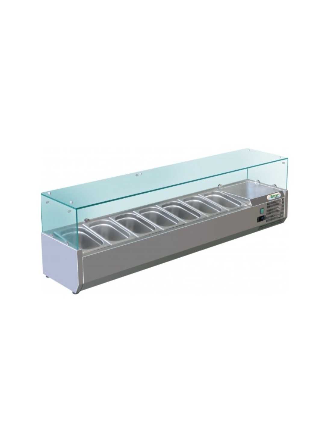 Ingredient display case with 7 x GN 1/4 flat glass