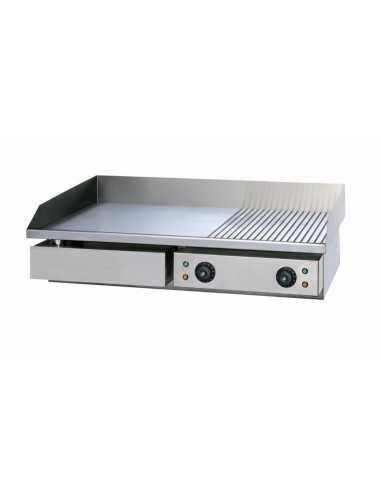 Electric fry top with chromed plate 2/3 smooth 1/3 ribbed cm 72.5 x 40