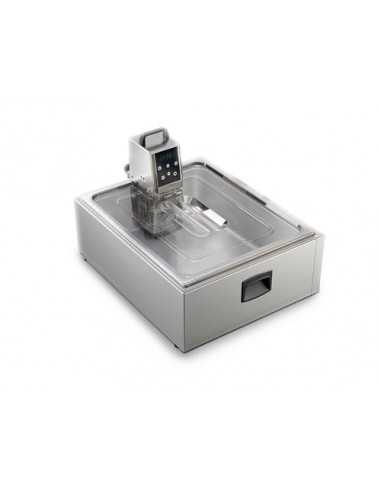 Vasca inox con coperchio GN 2/1 altezza cm 20 - Capacità  litri 42 - Dimensioni cm 58.5 x 56.5 x 20 h