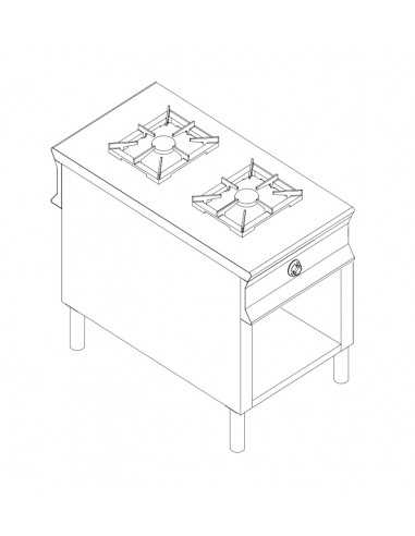 Cocina de gas - Fiamma libre - N.2 incendios - cm 40x100x90 h