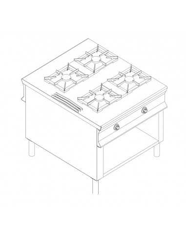 Cocina de gas - Fiamma libre - N.4 fuegos - cm90 x 100 x 90 h