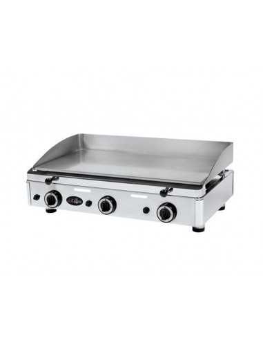 Fry top gas con piano liscio e piastra da cm 75,5 x 40