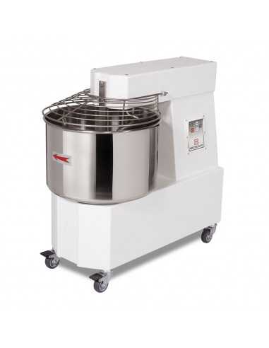 Spiral mixer - Capacity kg 38/ lt 40 - Timer and wheels - cm 81.8 x 48 x 77h