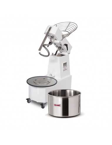 Impastatrice a spirale - Capacità kg 25/lt 33 - Timer e ruote - cm 78 x 43 x 77h