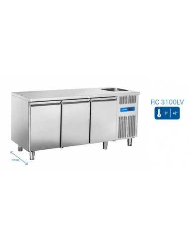 Mesa refrigerada - Lavello - N. 3 puertas - cm 178 x 70 x 85h