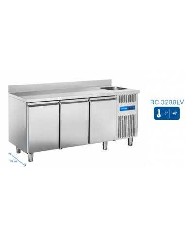 Tavolo refrigerato - Lavello - Alzatina - N. 3 porte - cm 178 x 70 x 95h