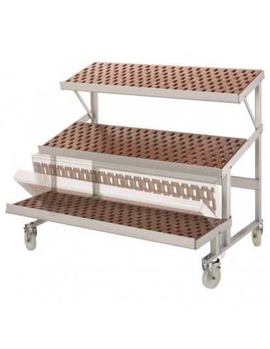 Display - N. 2 +1 tilted shelves - Wheels - cm 125.5 x 98 x 111h