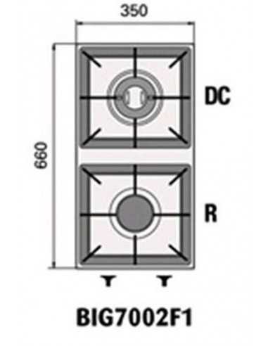 N. 2 Bruciatori a gas a doppia corona kW 6,5 + Rapido Kw 4,5