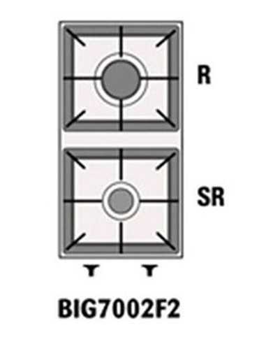 N. 2 quemadores de gas semirrápidos kW 3 + Rapid kW 4,5