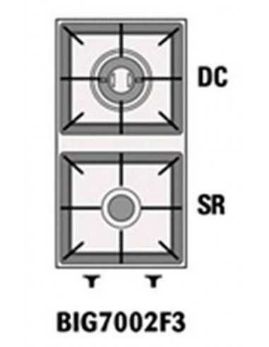 N. 2 Semi-rapid gas burners kW 3 + Double crown kW 6.5