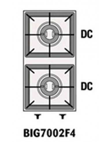 N. 2 Double crown gas burners - Power kW 6,5 + 6.5