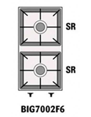 N. 2 Semirapid gas burners - Power kW 3 + kW 3