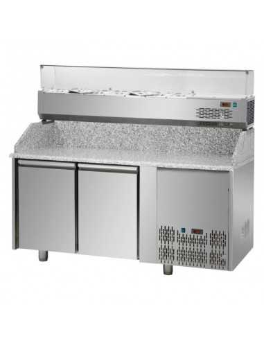 Banco pizza 2 porte - Vetrina - Cm 161 x 75 x 149/156 h