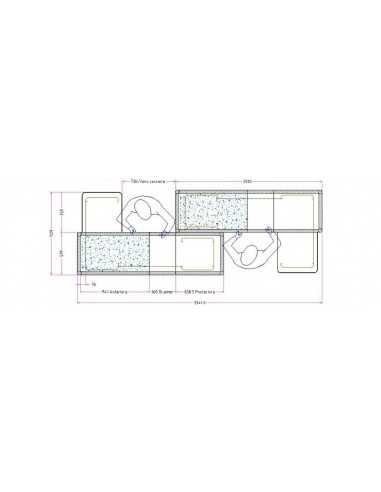 Banco cassa statica - Doppio modulo - cm 340 x 103 x 88.5 h