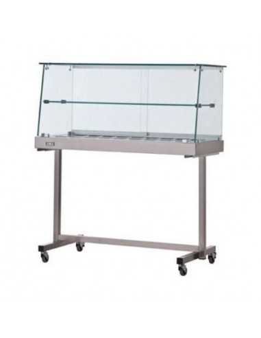 Hot display case with trolley - Straight glass - cm 80 x 53 x 135h