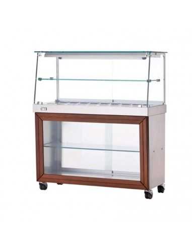 Hot display case - Open compartment - Straight glass - cm 100 x 70 x 135h