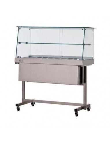 Hot display case - Trolley and shelf - Straight glass - cm 80 x 53 x 135h