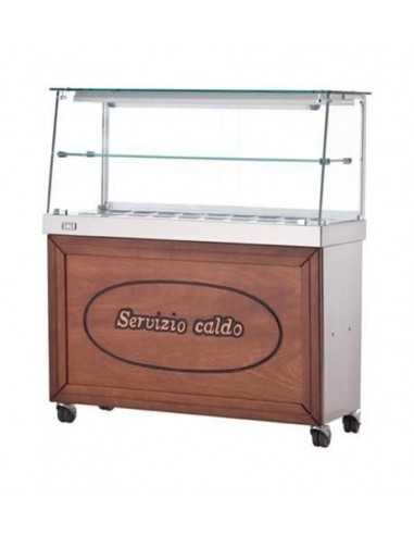 Hot display case - Straight glass - Closed compartment - cm 100 x 70 x 135h