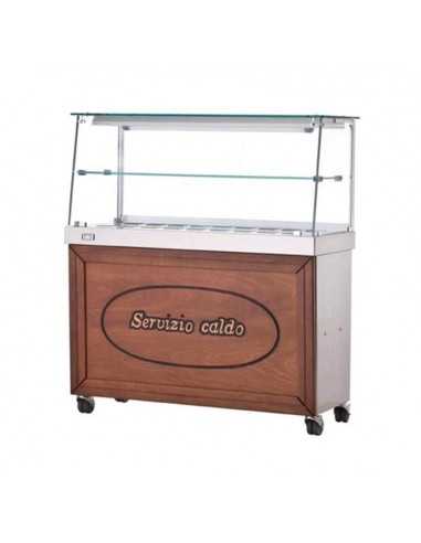 Hot display case - Curved glass - Closed compartment - cm 120 x 70 x 135h