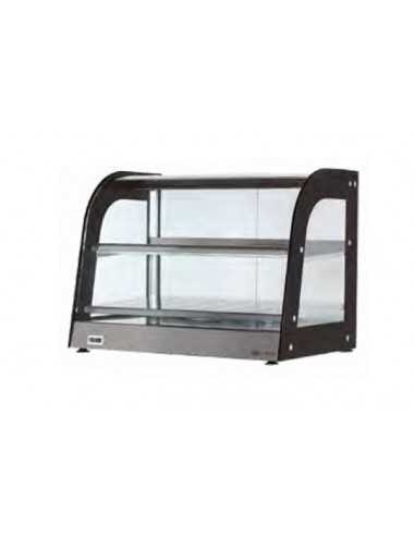 Hot showcase with 2 shelves and curved glass - Cm 80 x 53 x 60h