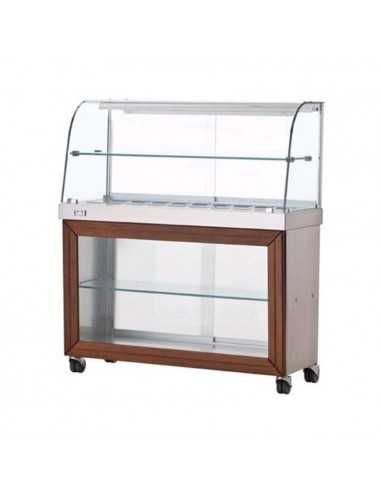 Heated display case - Open compartment - Curved glass - cm 100 x 70 x 140h