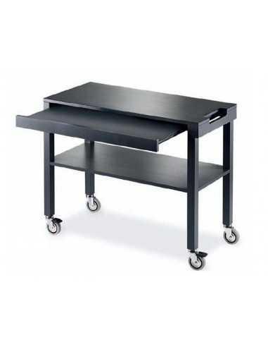 Service trolley - Wooden legs - MDF shelves - Handle - cm 100x45x84h