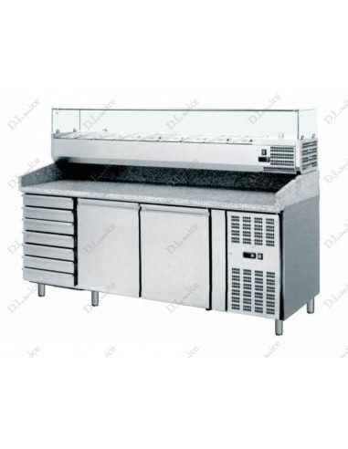 Banco pizza 2 porte e 7 cassetti - Vetrina - cm 202.5 x 80 x 105 h