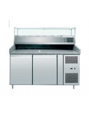 Pizza counter with 2 doors - Display case - cm 151 x 80 x 105 h