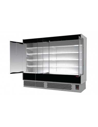 Murale refrigerato - Porte a battente in vetro - Per salumi e latticini - Temp. +3/+5 °C - cm 195.5 x 60.2 x 197 h